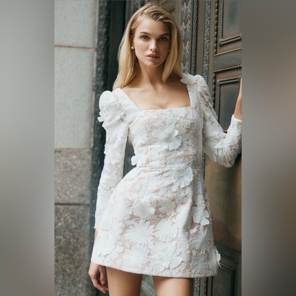 Anthropologie Helsi Ellen Long-Sleeve 3D floral mini dress. Size Small NWT - Picture 1 of 17